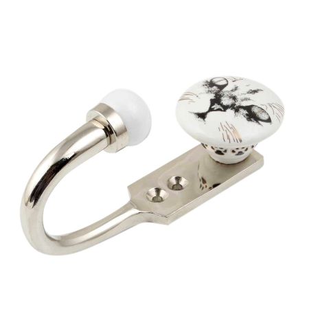 Abyssinian Cat Face Golden pattern Ceramic Hook